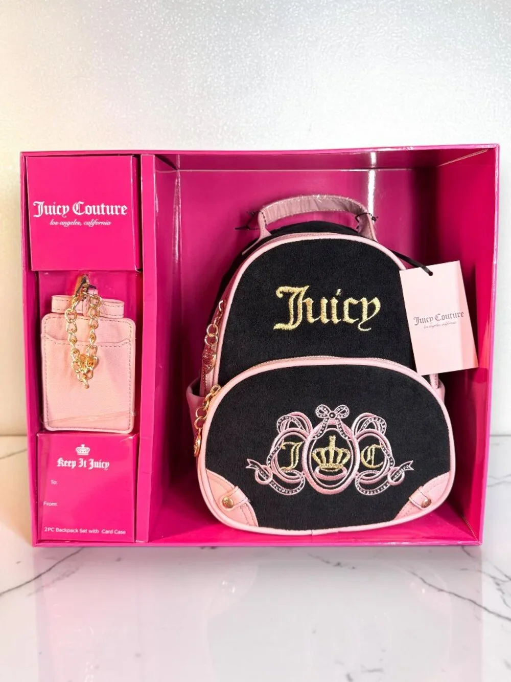 Juicy Couture Heritage Mini Backpack & Card Case 2-Piece Set New in Box